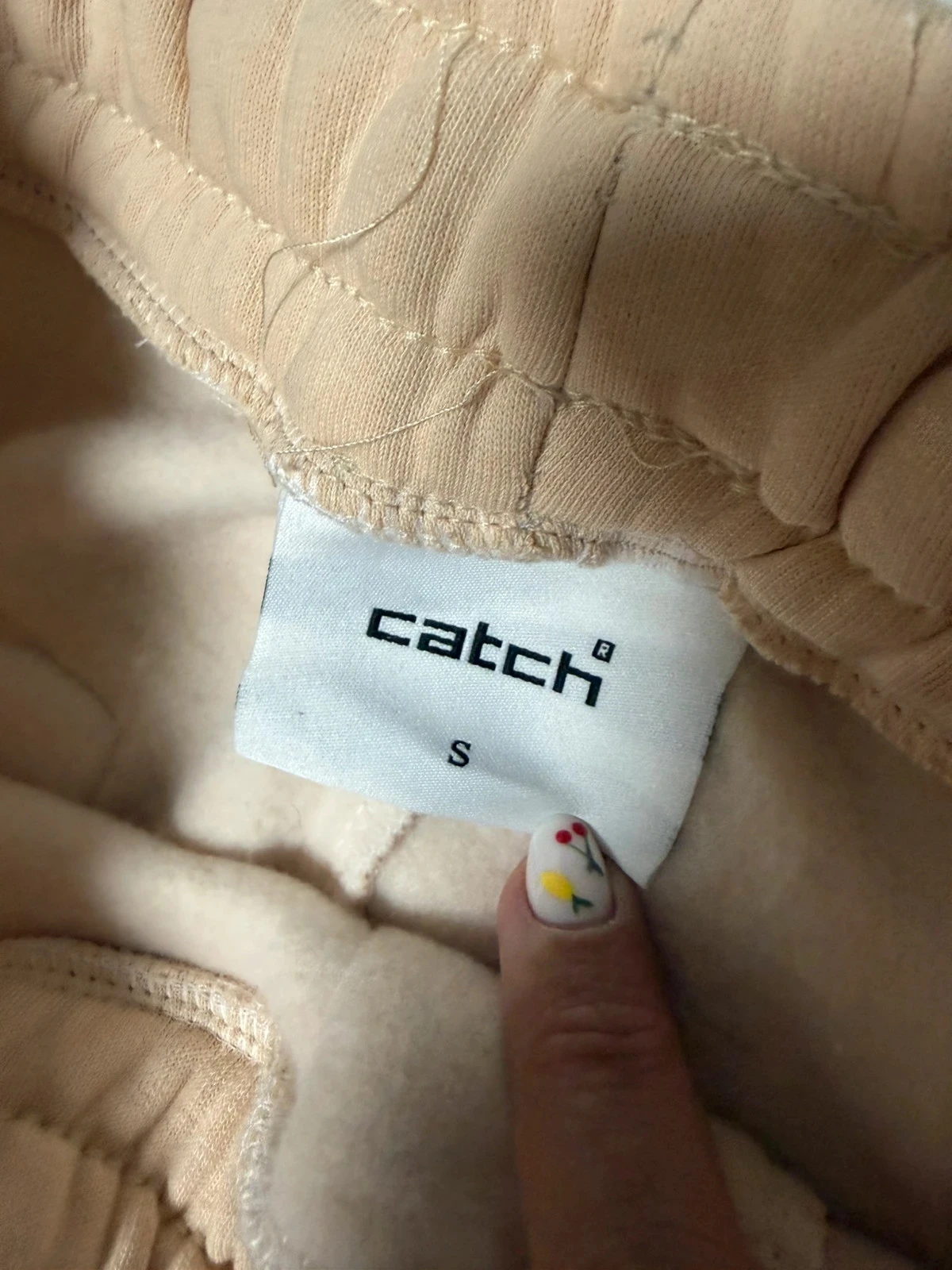 Calça de moletom em cor bege/creme, de corte reto e cintura alta. – photo 6